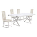 Best Quality Furniture D440/1-Sc340-7 Dining Set, 5-Piece, Cream/Silver