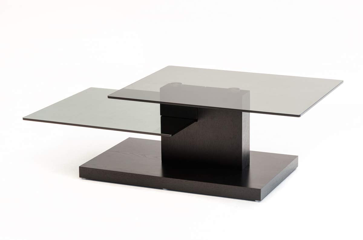 HomeRoots Black Oak and Glass MDF, Glass 15' Black Oak MDF and Glass Coffee Table