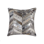 HomeRoots Cowhide, Microsuede, Polyfill 18' X 18' X 5' Silver Pillow