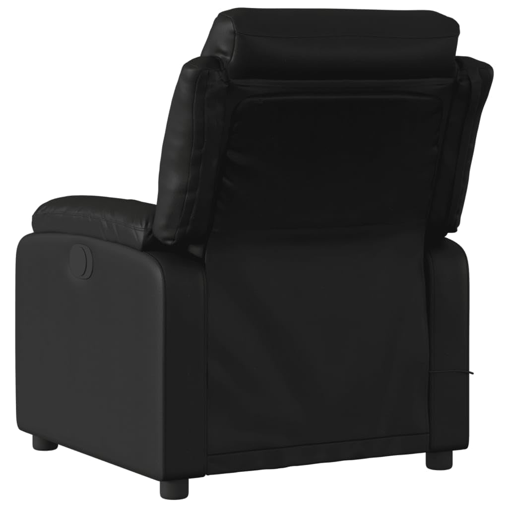 vidaXL Black Faux Leather Massage Recliner Chair - Manual Reclining Lounge Armchair with Vibration Massage, Side Pocket, and Sturdy Frame