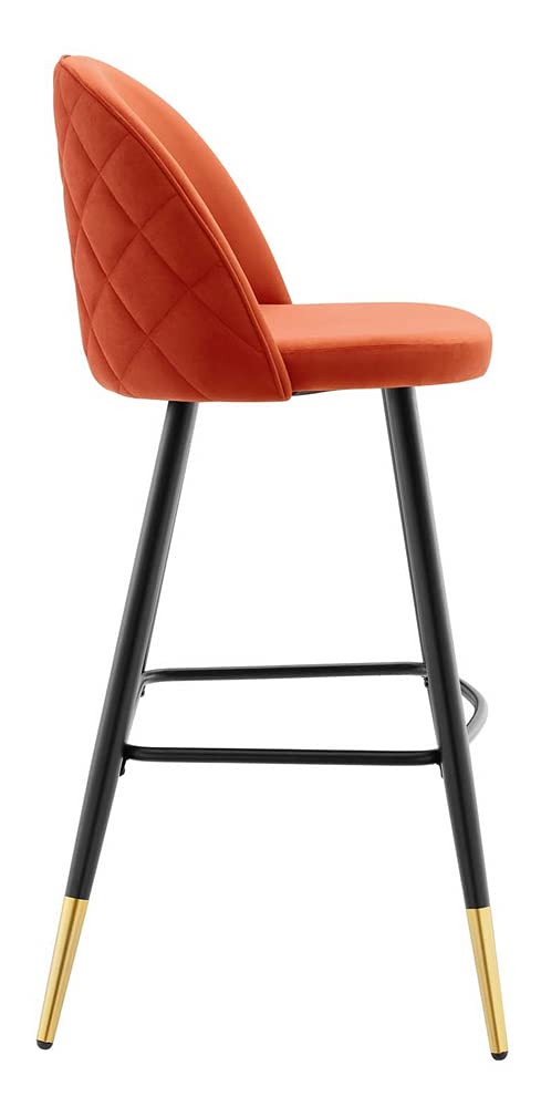 Modway Cordial Performance Velvet Dining Bar Stools in Orange - Set of 2