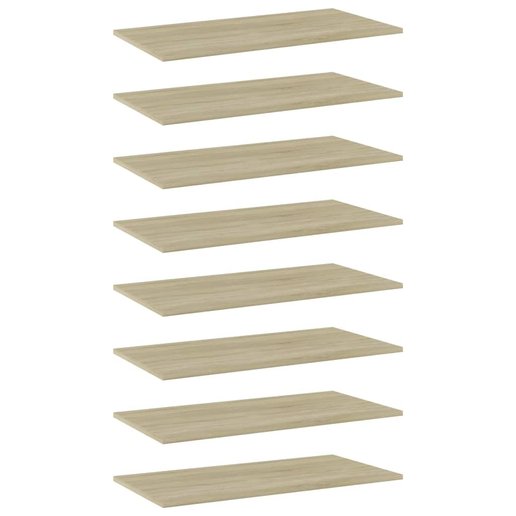 vidaXL Floating Shelf Bookshelf Boards - 8 Pcs Sonoma Oak - Engineered Wood - 31.5x15.7