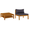 vidaXL 2 Piece Patio Sofa Set with Dark Gray Cushions Acacia Wood