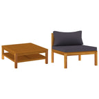 vidaXL 2 Piece Patio Sofa Set with Dark Gray Cushions Acacia Wood