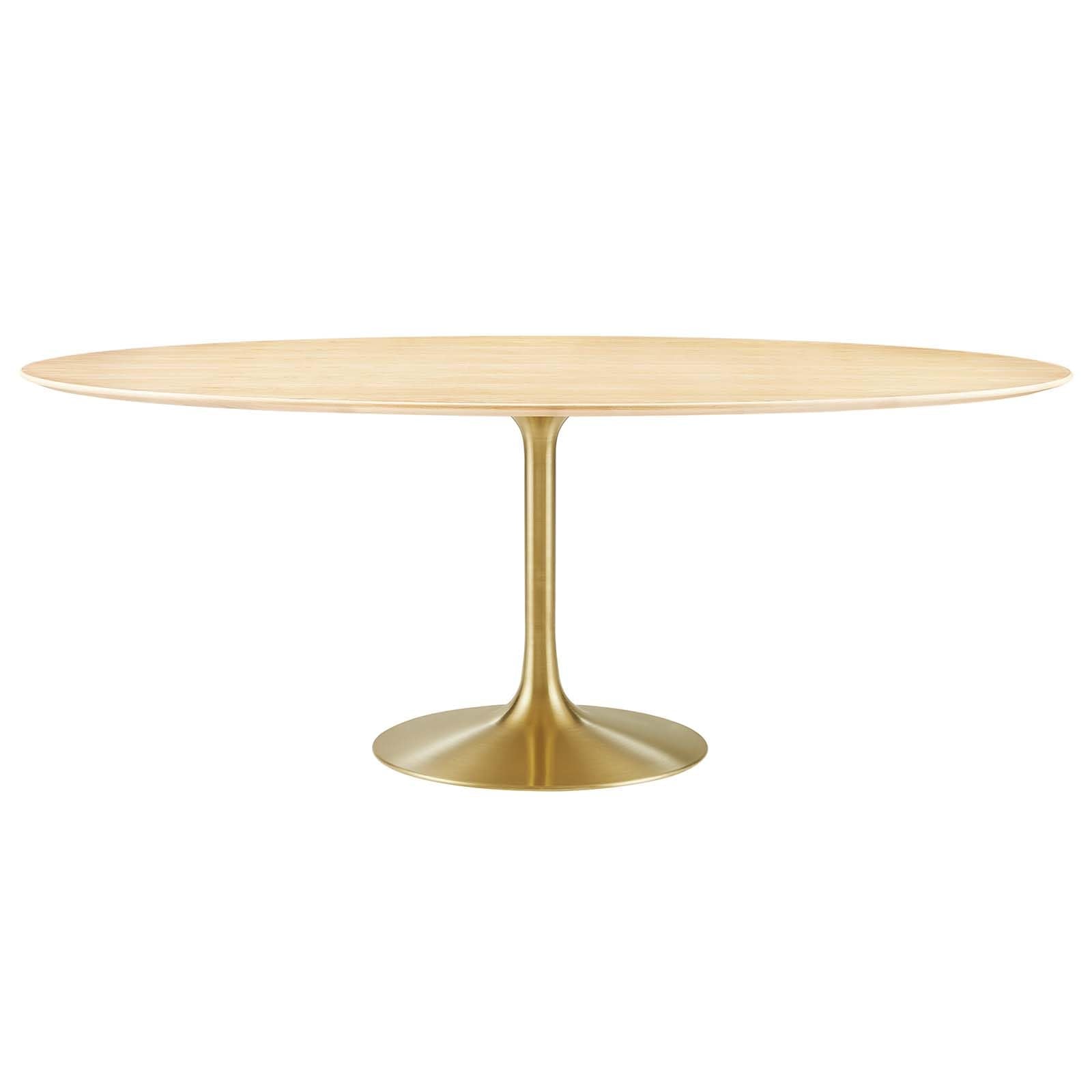 Modway Lippa Dining Table, 78&quot;, Gold Natural