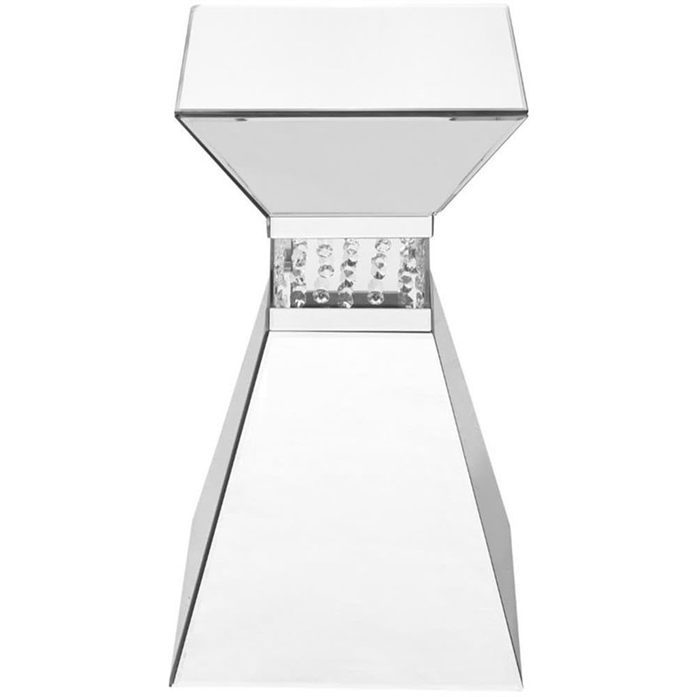 Elegant Decor Modern 20&quot; Clear Crystal Mirrored Accent Pedestal End Table