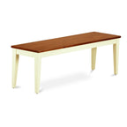 East West Furniture Nib-WHI-W Nicoli Dining Room Bench with Wood Seat, 54x15x17 Inch, Buttermilk & Cherry