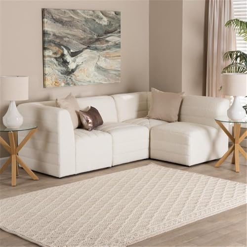 Baxton Studio Maya Modern White Boucle Fabric 5-Piece Modular Sectional Sofa - Thumbnail 2