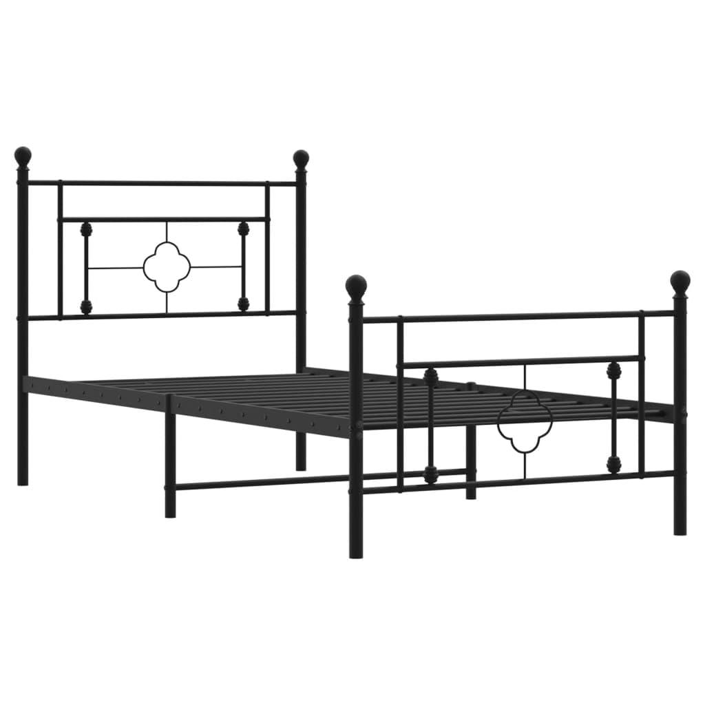 vidaXL 10'' King Metal Bed Frames with Headboard and Footboard, Platform Bed Frame with Strong Metal Slats Support, Under Bed Storage, Noise Free, Black, Without Mattress