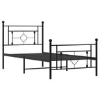 vidaXL 10'' King Metal Bed Frames with Headboard and Footboard, Platform Bed Frame with Strong Metal Slats Support, Under Bed Storage, Noise Free, Black, Without Mattress