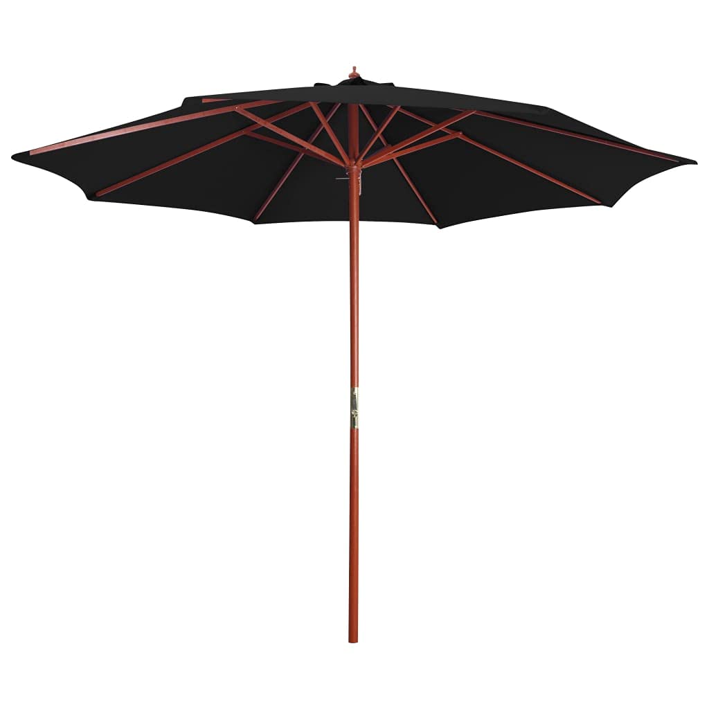 vidaXL Outdoor Parasol Umbrella with UV- Polyester Fabric and Hardwood Frame, 118.1 Diameter, Easy Assembly, Black