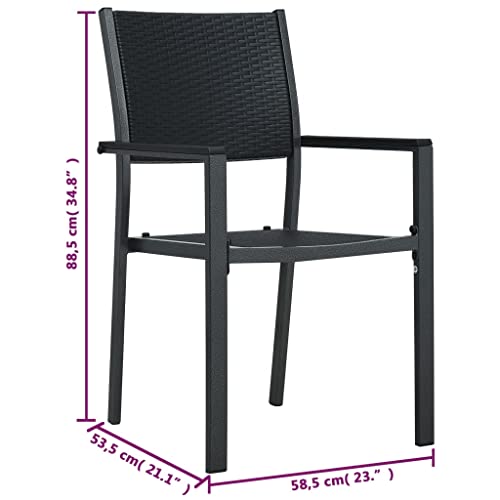 FAMIROSA Garden Chairs 2 pcs Black Plastic Rattan Look