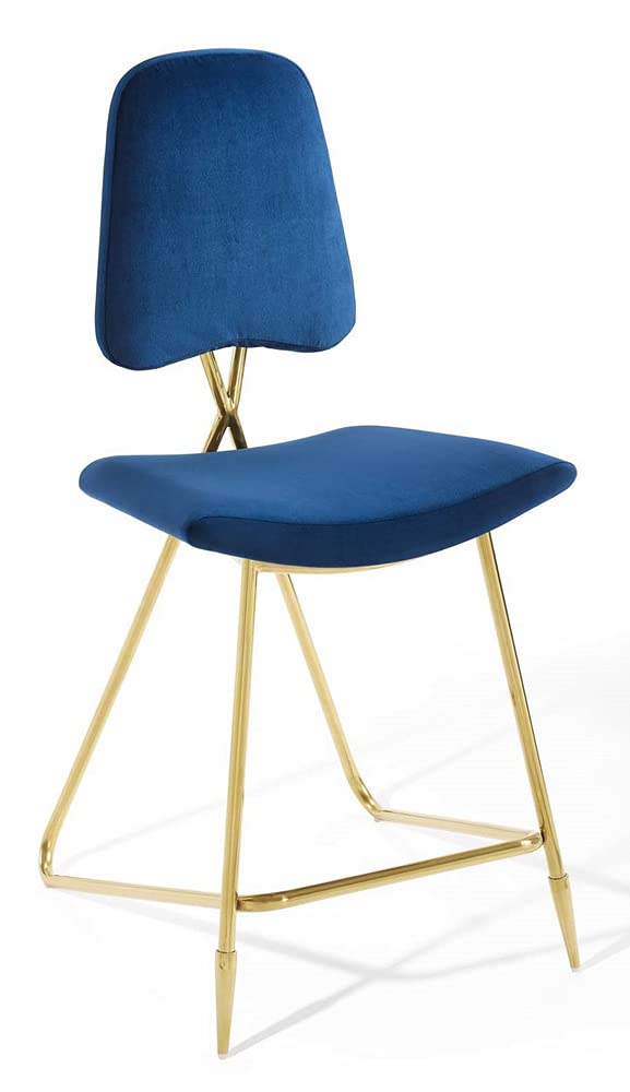Modway Ponder Performance Velvet Counter Stool, Navy