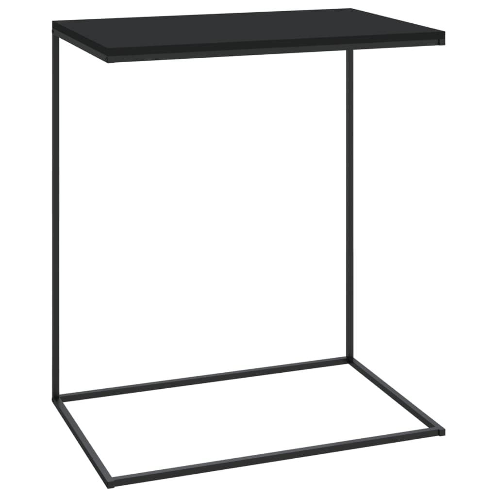 vidaXL Black C-Shaped Enginnered Wood and Iron Side Table for Home and Office, Easy Assembly