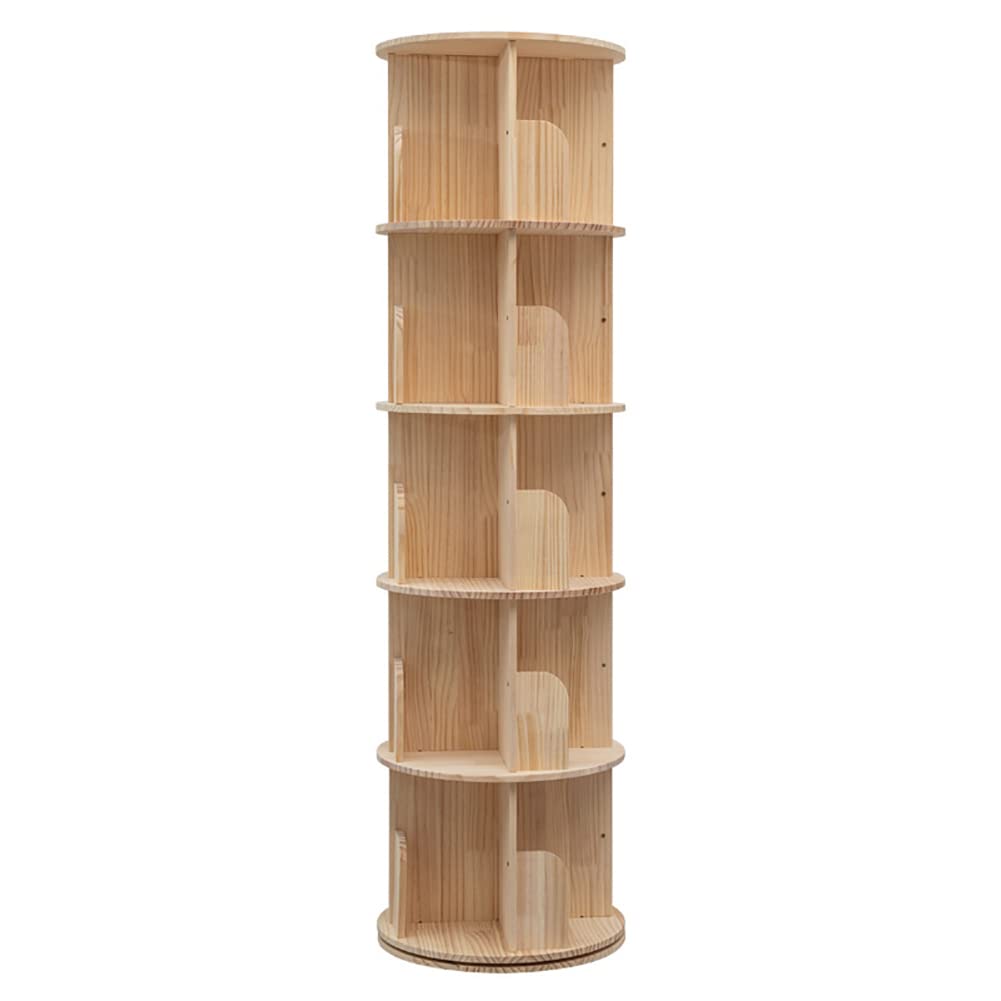 Rotating Bookshelf, 360 Display 5 Tier Floor Standing Bookcase Storage Rack For Kids&Adult, Wood Narrow Book Shelf Organizer For Bedroom, Living Room, Study Room(63 * 17.32 * 17.32Inch)