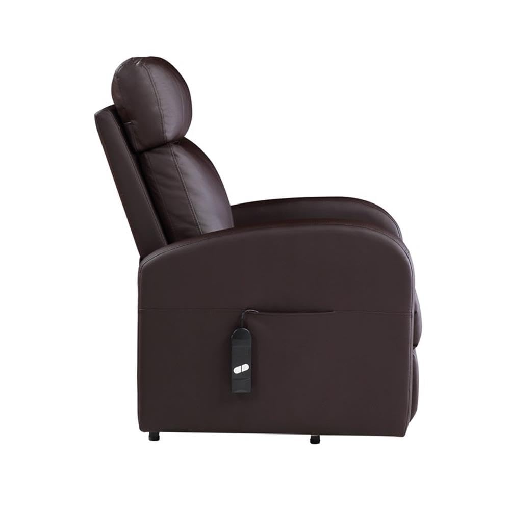Acme Ricardo Faux Leather Upholstered Recliner with Power Lift in Brown