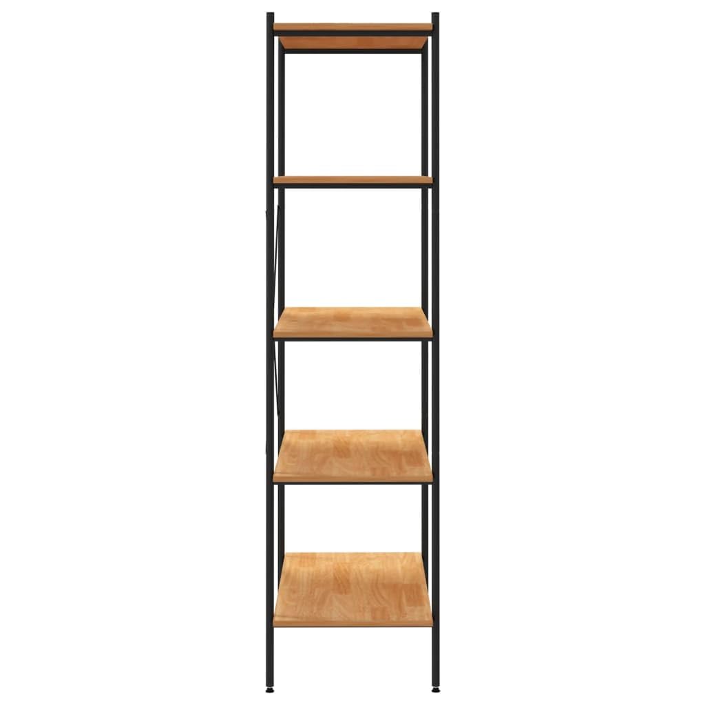 vidaXL 5-Tier Shelving Unit – Black and Oak, Steel and Engineered Wood Construction, Ideal for Office, Living Room and Garage