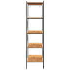 vidaXL 5-Tier Shelving Unit – Black and Oak, Steel and Engineered Wood Construction, Ideal for Office, Living Room and Garage