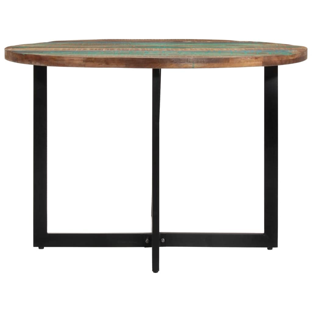 vidaXL Dining Table - 43.3" Multicolored Round Table, Handmade from Solid Reclaimed Wood, Eco-Friendly and Stable Furniture for Kitchen, Dining Room - Industrial Design