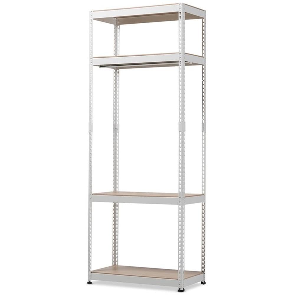 Baxton Studio Gavin White Metal 4-Shelf Closet Storage Racking Organizer