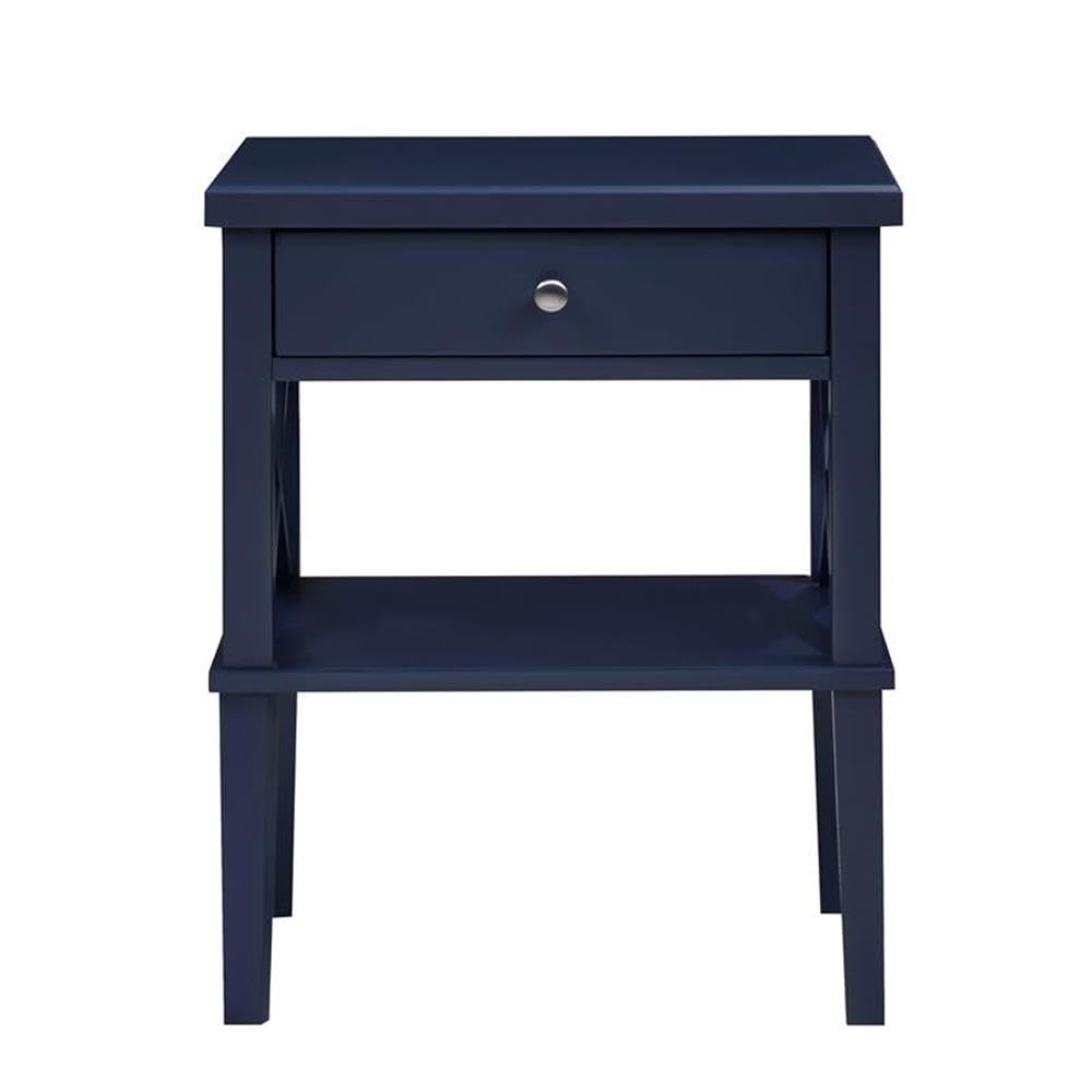 Comfort Pointe Marta Midnight Blue Wood 1-Drawer Nightstand with Storage Shelf