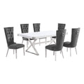 Best Quality Furniture D440/1-Sc330-7 Dining Set, 7-Piece, Dark Gray/Silver