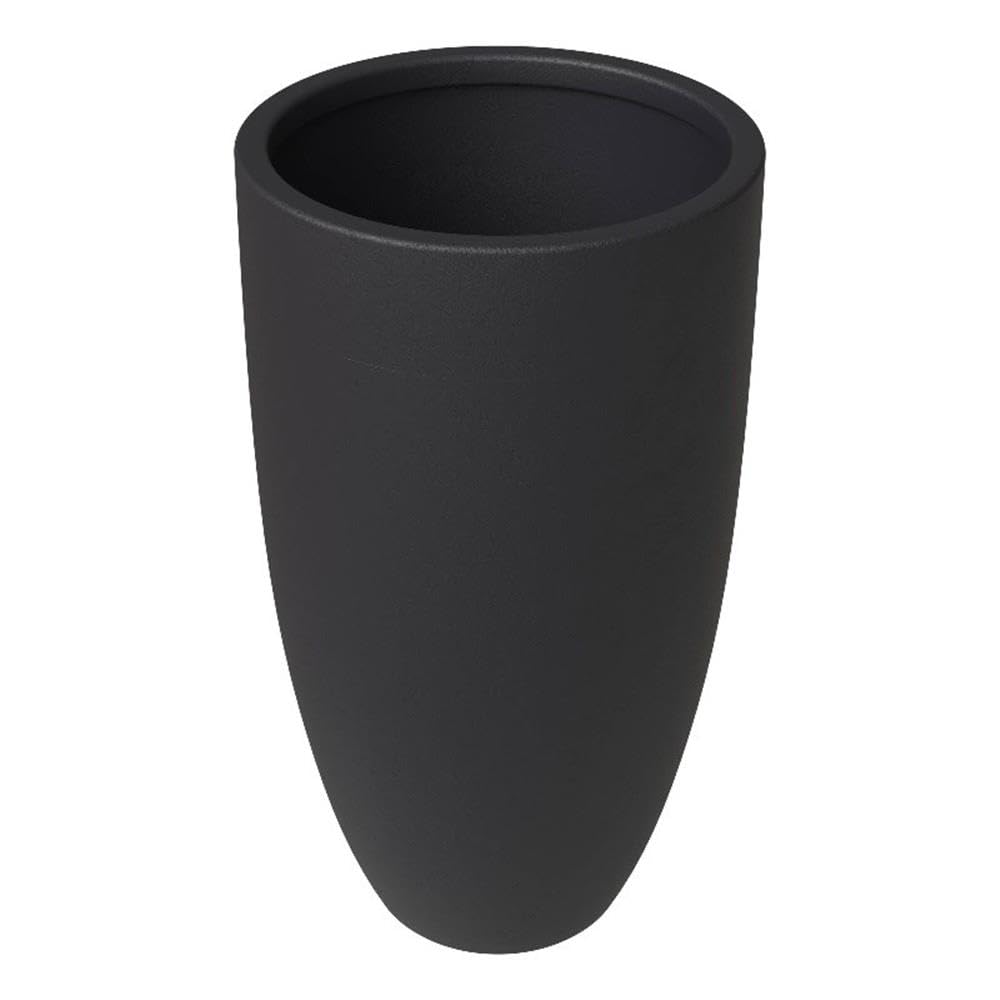 Crete Series Poly Stone Planter in Black 9.5 Dia, 15.7 High
