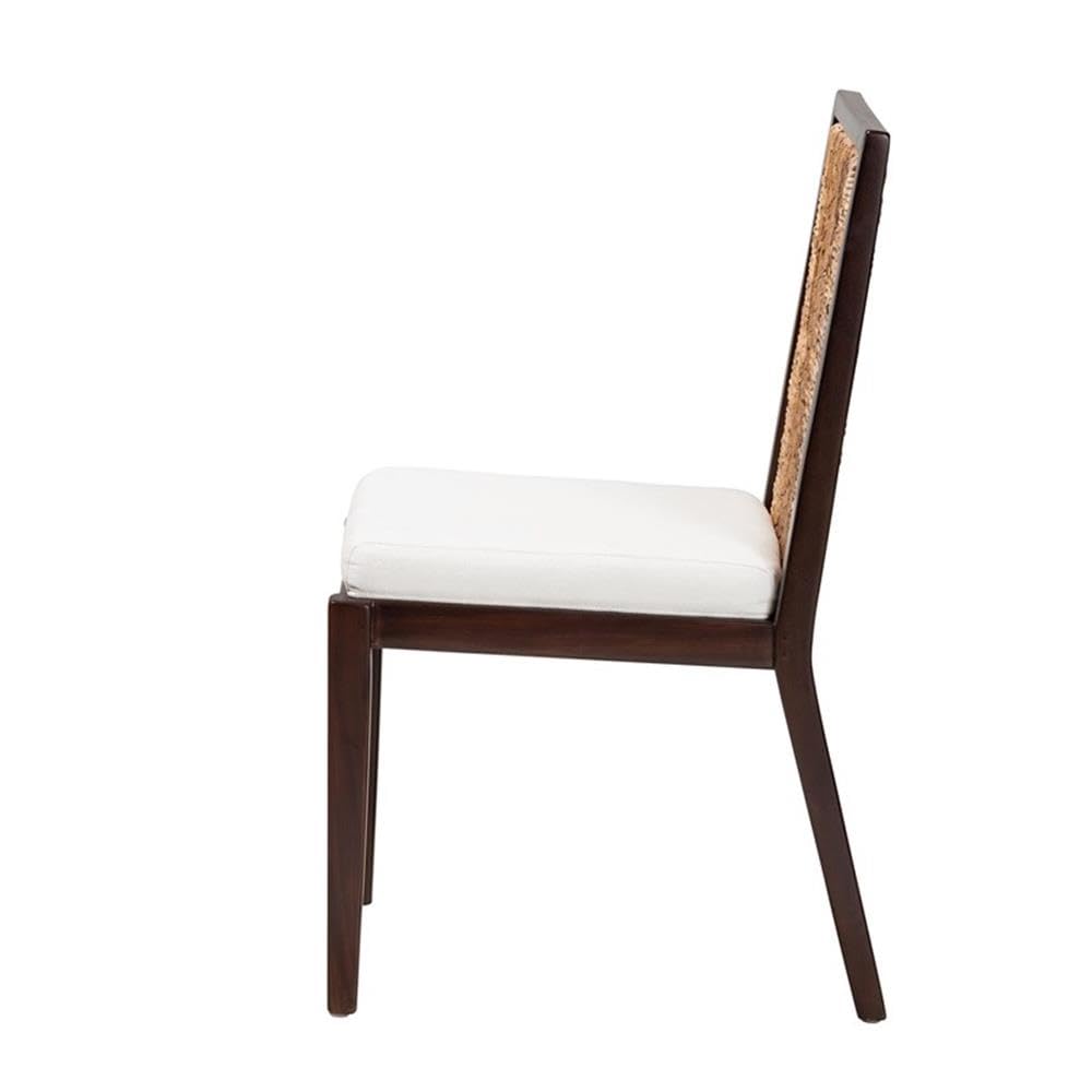 Baxton Studio Joana Modern Bohemian Dark Brown Mahogany Wood and Natural Abaca Dining Side Chair
