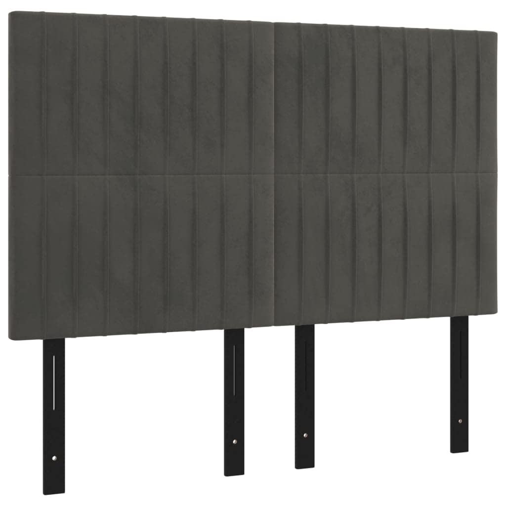 Vidaxl 4X Headboards Home Indoor Bed Accessory Bedroom Upholstered Headboard Bed Header Furniture Dark Gray 28.3"X2"X30.7"/34.6" Velvet