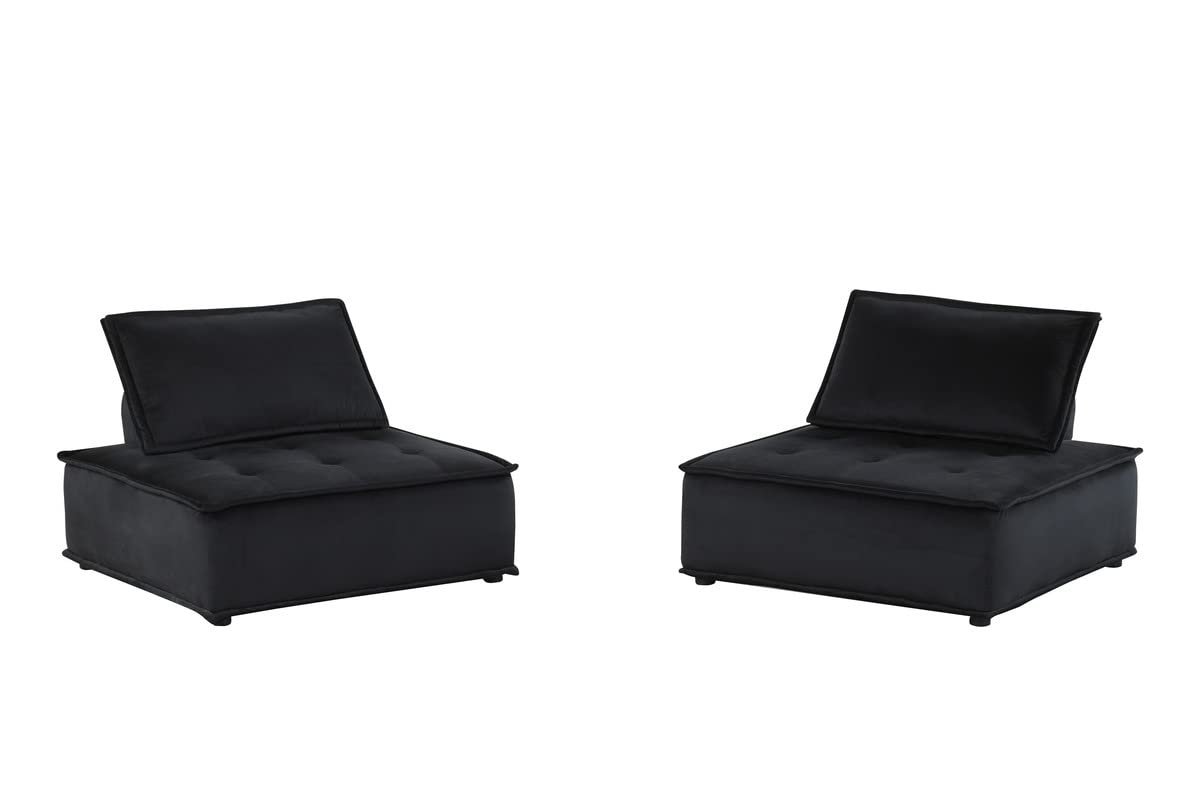 Lilola Home Anna Black Velvet Set of 2 Armless Lounge Chair