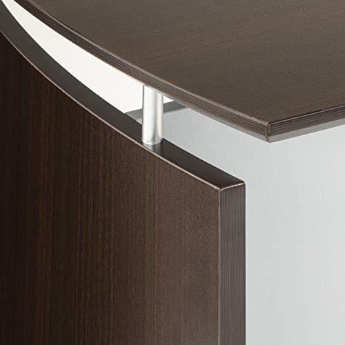 Mayline Medina Curved End Desk, 72 in, Mocha Laminate