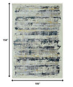 HomeRoots Shrink Polyester 9’ x 13’ Blue White Distressed Traditional Area Rug