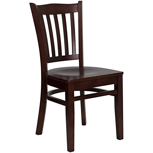 Flash Furniture HERCULES Series Vertical Slat Back Mahogany Wood Restaurant Chair