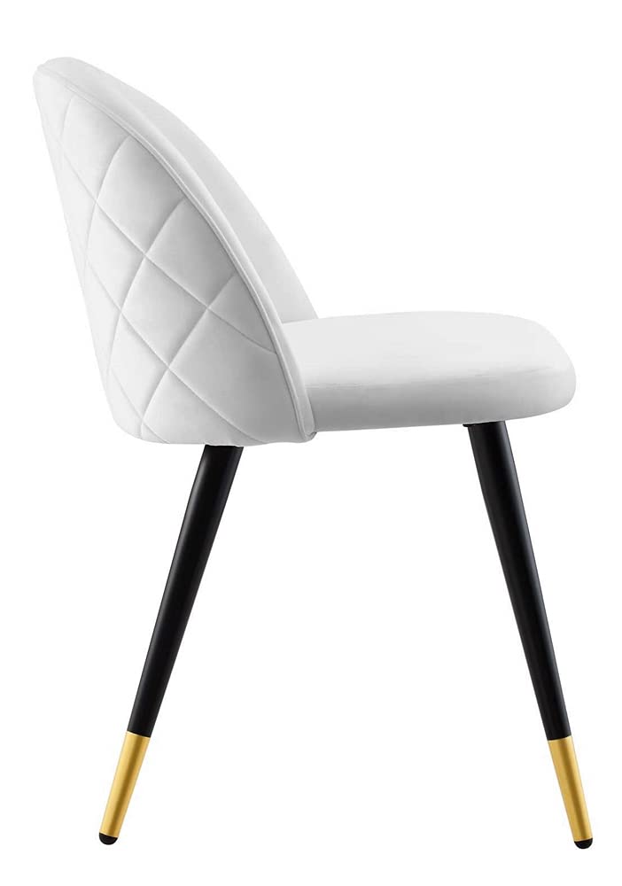 Modway Cordial Performance Velvet Dining Accent Chairs in White - Set of 2