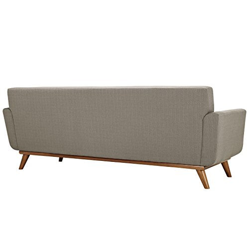 Modway Engage Mid-Century Modern Upholstered Fabric Sofa in Granite