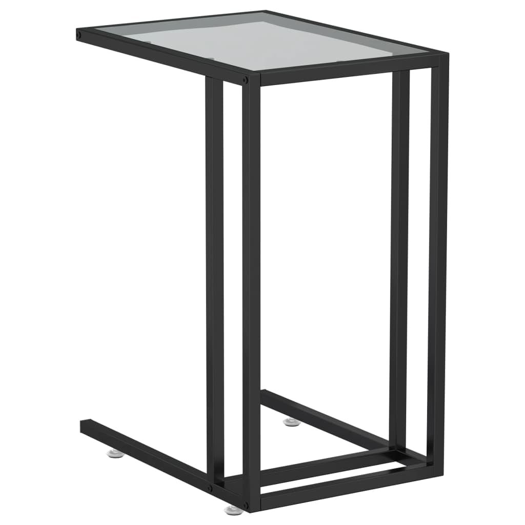 vidaXL Modern Black Computer Side Table - Versatile and Durable with a Tempered Glass Top; Ideal for Living Room and Office Spaces