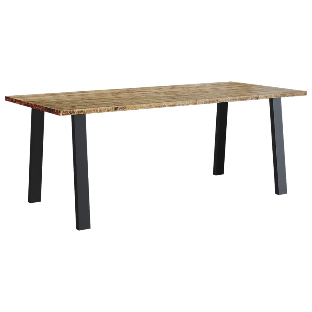 vidaXL Rectangular Dining Table with Solid Acacia Wood Top and Powder-Coated Steel Legs, Kitchen Table with Industrial Style and
