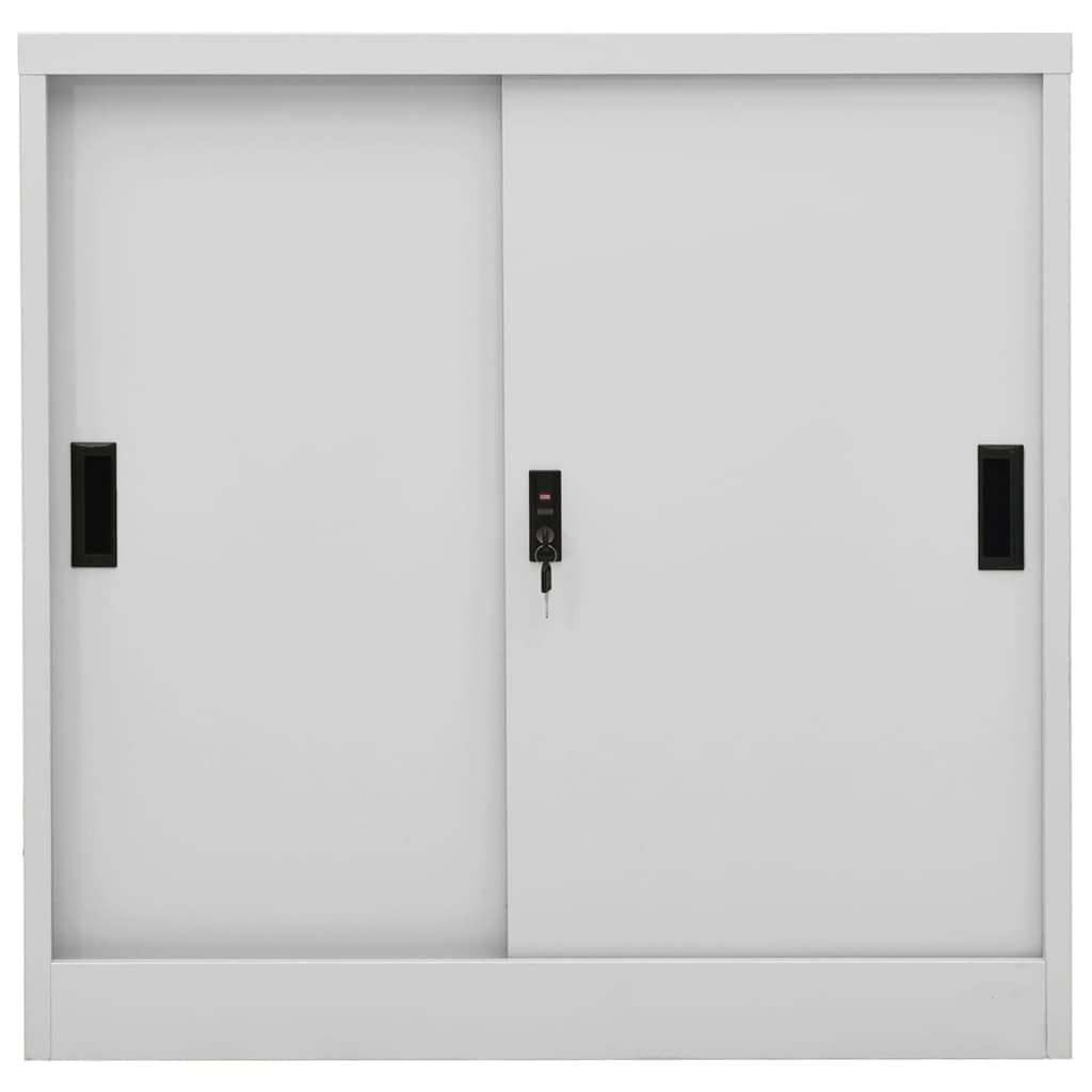 vidaXL Office Cabinet with Sliding Door Light Gray 35.4&quot;x15.7&quot;x35.4&quot; Steel