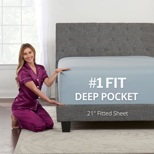 King Fitted Sheet Deep Pocket - Extra Deep Pocket Fitted Sheet King Size 17A - 21A Inch + Fitted Bed Sheets Only - King Size Fit
