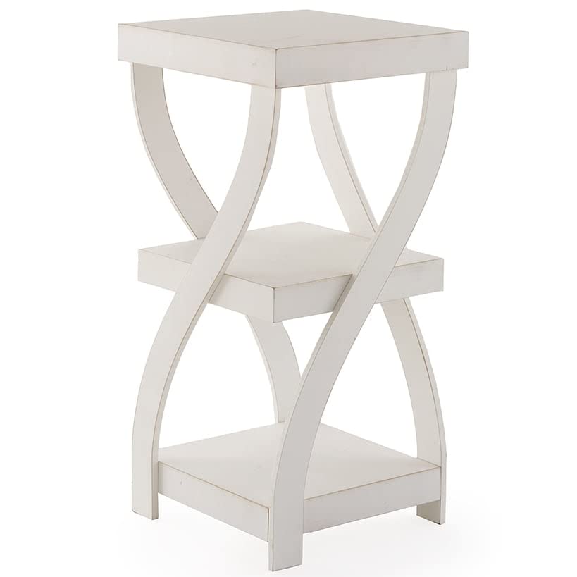 The Lakeside Collection Twisted Side Table Distressed White