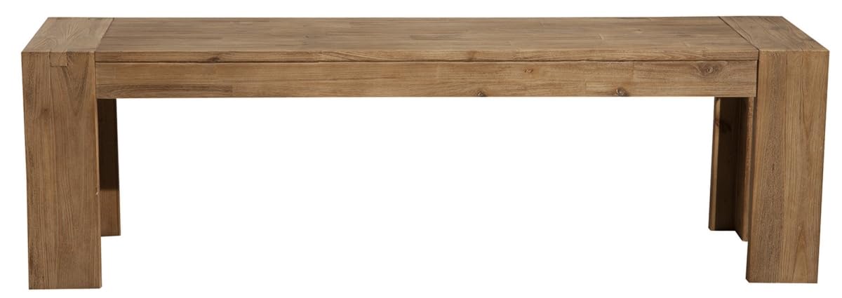 HomeRoots 524065 58 in. Natural Distressed Solid Wood Dining Bench