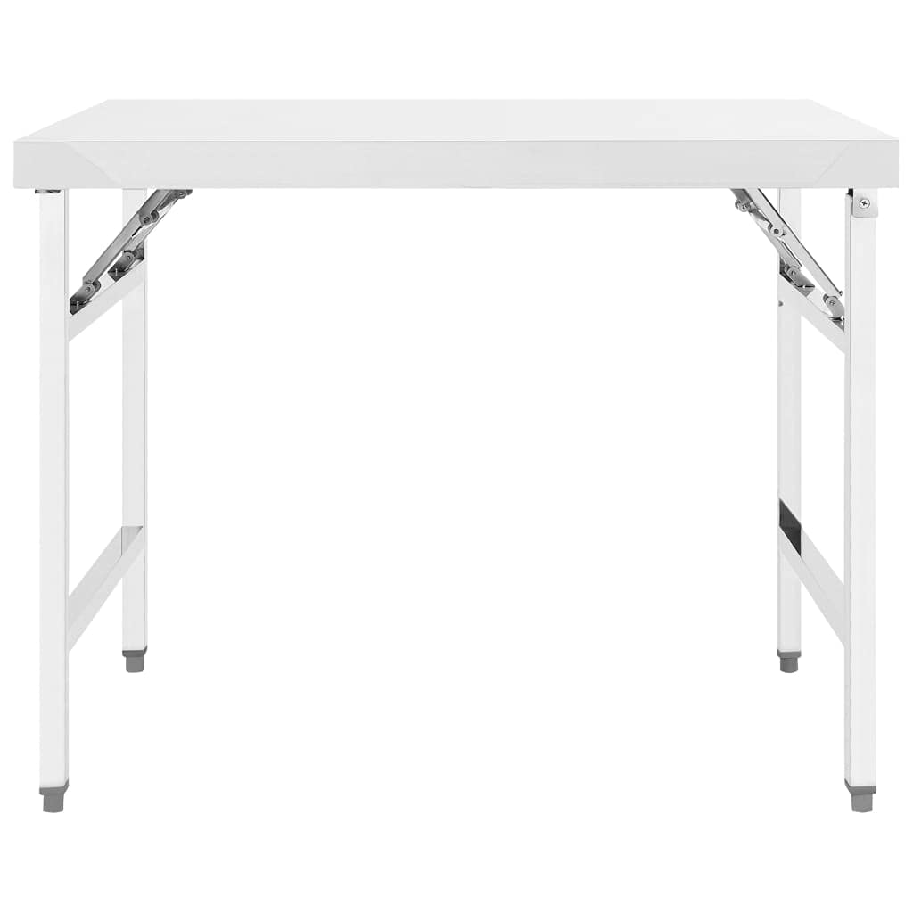 Vidaxl Folding Stainless Steel Work Table - 39.4&quot;X24&quot;X32&quot; Kitchen Prep Station For Restaurant, Bar, School, Commercial Use, Easy Clean, Space-Saving