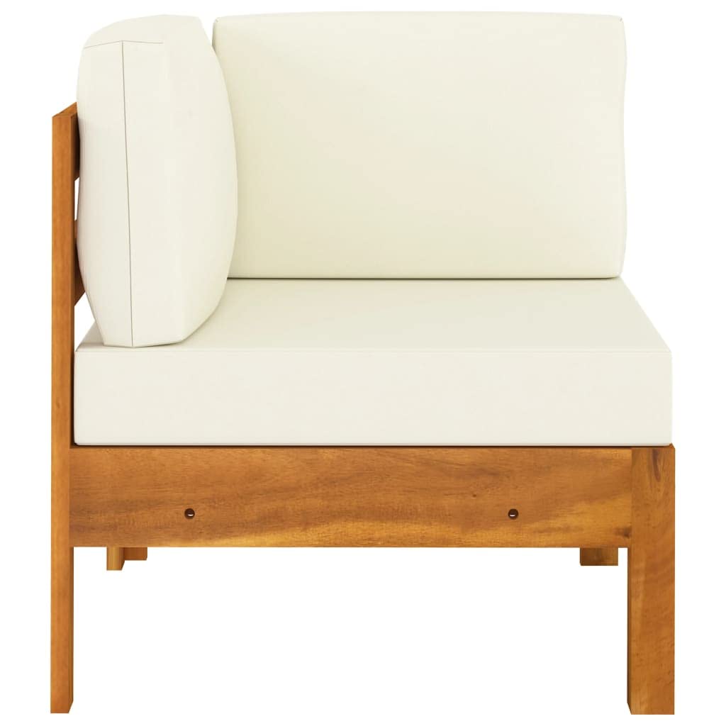vidaXL 2-Piece Patio Lounge Set with Cream White Cushions, Solid Acacia Wood, Configurable Outdoor Seating Ensemble with Table