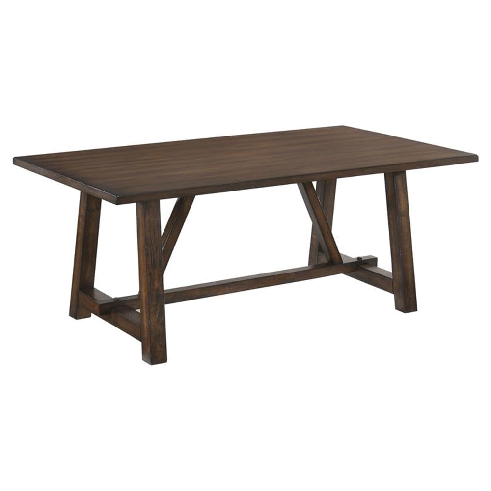 Acme Kaelyn Rectangular Wooden Trestle Base Dining Table Dark Oak