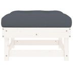 vidaXL Quality Pine Wood Patio Footstool-White-24-Includes Cushion-Anthracite-Max Load 242.5lb-Modular Design-Garden Lounge Set
