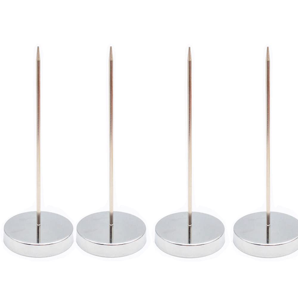 4 Pack Desk Straight Rod Paper Holder Spike Stick Receipts Check Bill Fork, Stainless Steel Receipt Holder, Paper Spike, 140 Mm/
