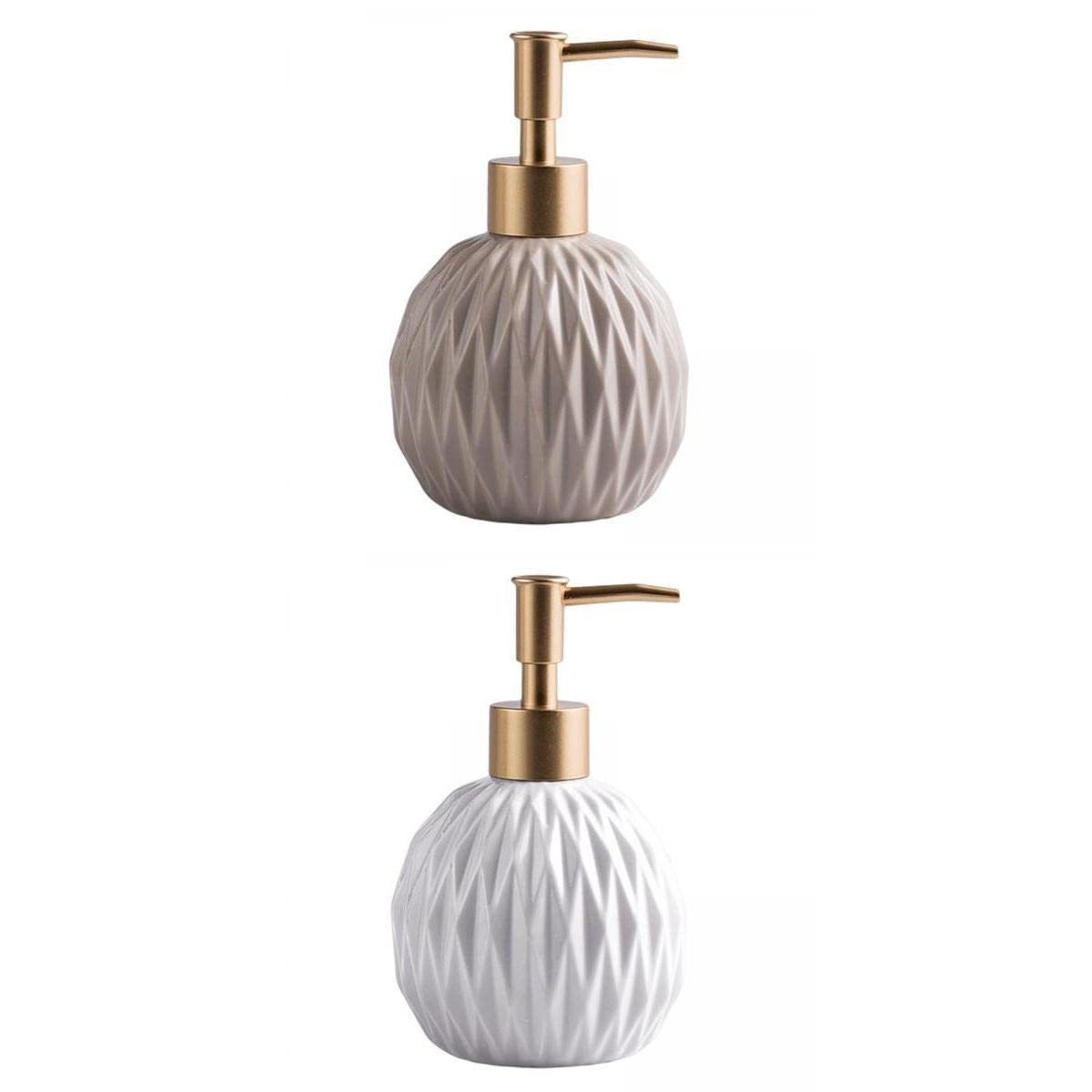 SNAPPSY 2Pcs Ceramic Soap Dispenser Reusable for Shower Khaki White
