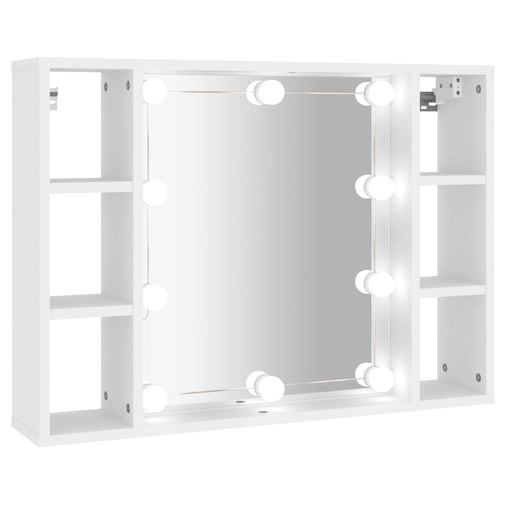 vidaXL Mirror Cabinet with LED White 29.9&quot;x5.9&quot;x21.7&quot;