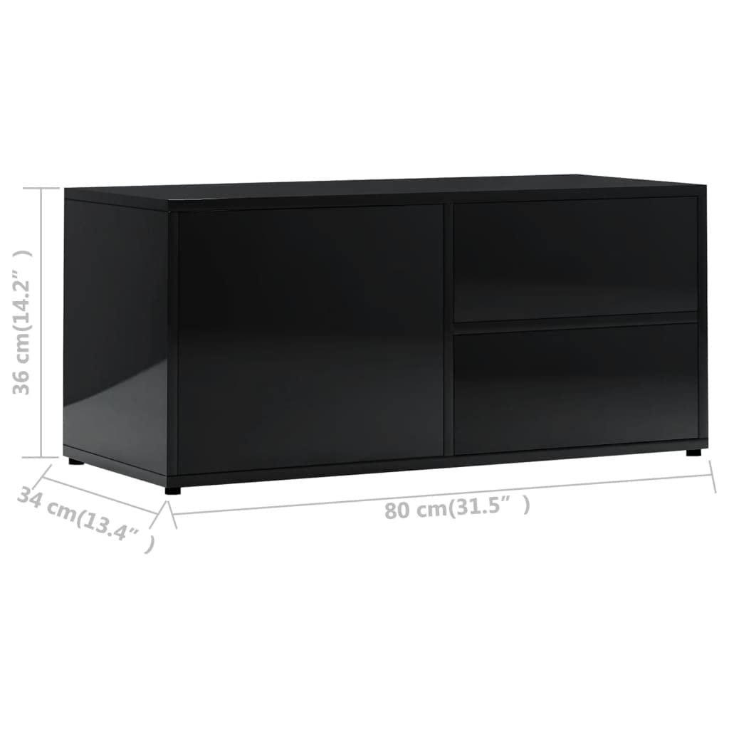 vidaXL TV Stand, TV Stand for Living Room, Sideboard with Drawer, TV Console Media Unit Cupboard, Scandinavian, High Gloss Black Engineered Wood