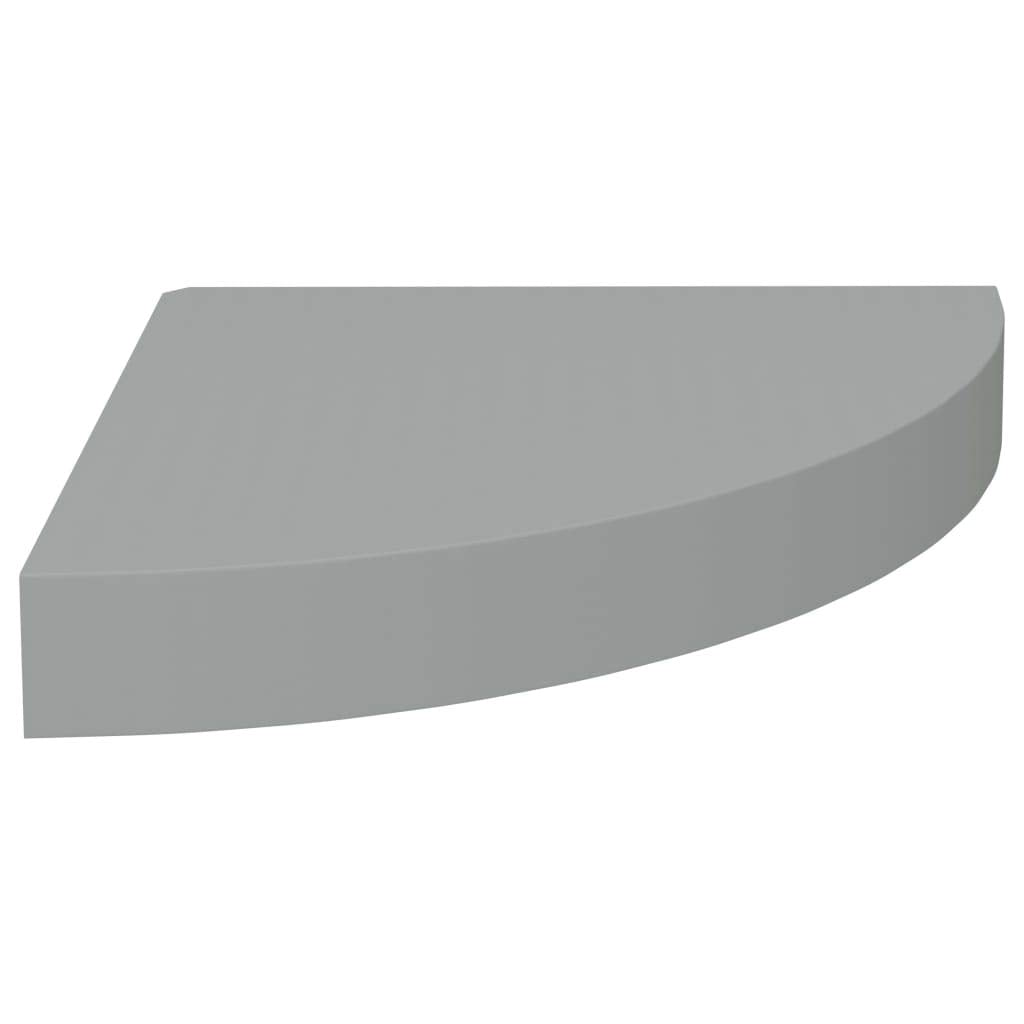 vidaXL Floating Corner Shelf, Gray, Honeycomb MDF and Metal Construction, Invisible Mounting System, Space-Saving Design - 9.8x9